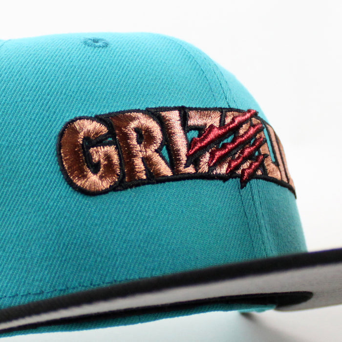 Fresno Grizzlies Grizzlies Bear Patch New Era 59Fifty Fitted Hat (Teal Breeze Black Grey Under Brim)