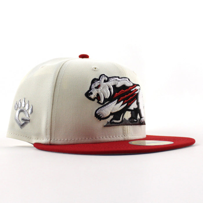 Fresno Grizzlies Grizzlies Patch New Era 59Fifty Fitted Hat (Chrome White Scarlet Red Gray Under Brim)