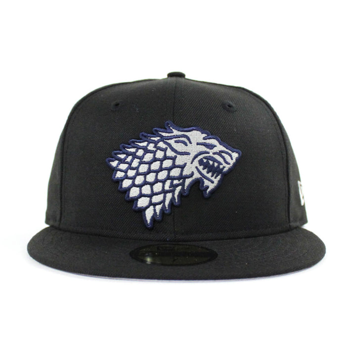 Game of Thrones House Stark of Winterfell Direwolf New Era 59Fifty Fitted Hat (Black Gray Under Brim)