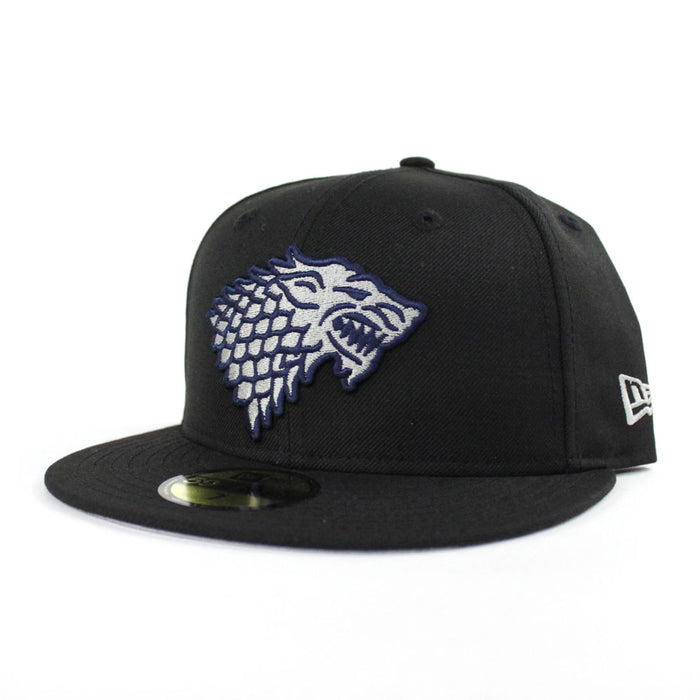 Game of Thrones House Stark of Winterfell Direwolf New Era 59Fifty Fitted Hat (Black Gray Under Brim)