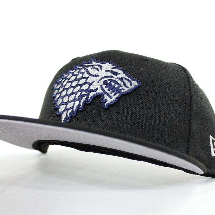 Game of Thrones House Stark of Winterfell Direwolf New Era 59Fifty Fitted Hat (Black Gray Under Brim)