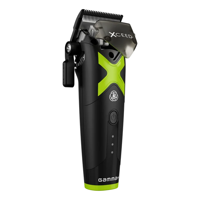 Gamma+ Xcell M2 MAX hårklipper med limegrønn dekorasjon og justerbar klemme