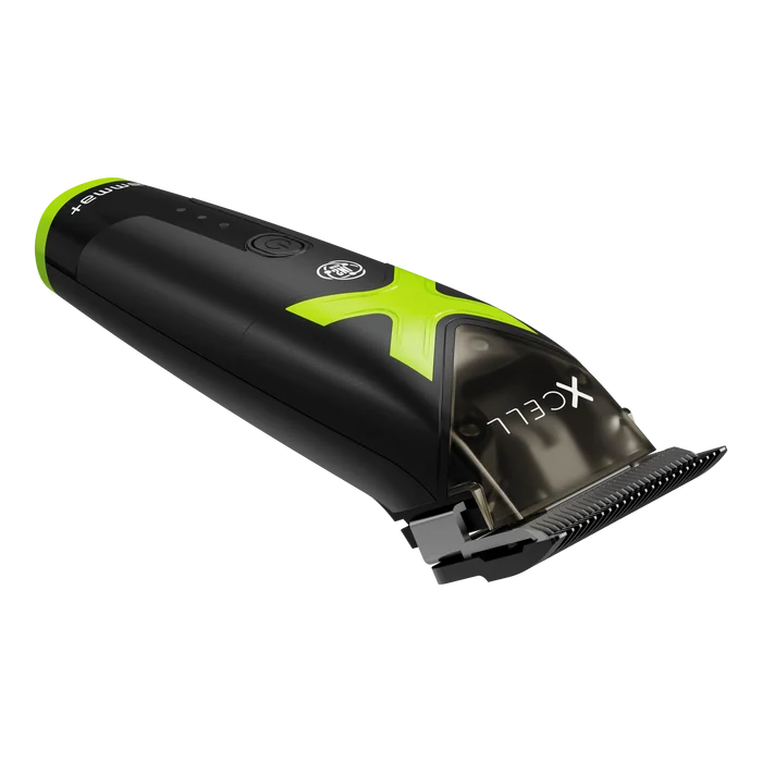 Gamma+ Xcell klipper med limegrønt X-mønster og frontvinkel mot hvit bakgrunn