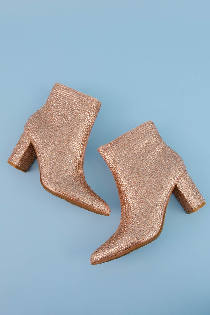 Rose Gold Rhinestone Boots- Rose Gold Rhinestone Booties- Rose Gold Concert Boots- Iceberg 12 Boots