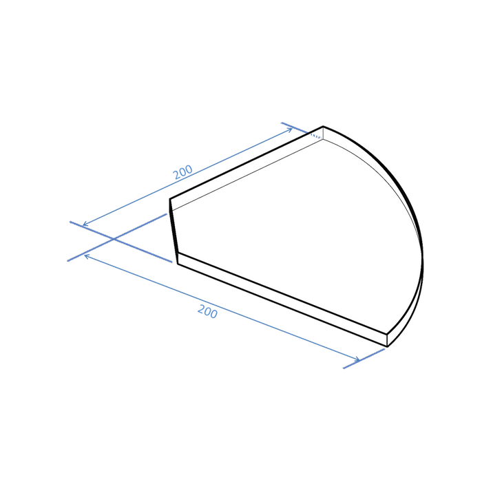 GLASS SHELF 10MM CLEAR TOUGHENED TRIANGLE 200 X 200 - Image 2