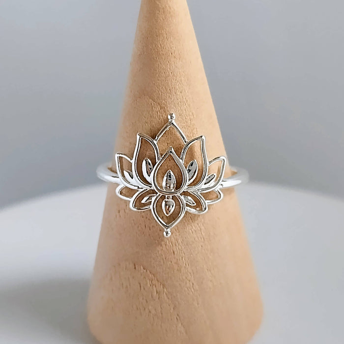 Gold Lotus Ring, Silver Lotus Ring, Indian Ring, OM Ring: Gold