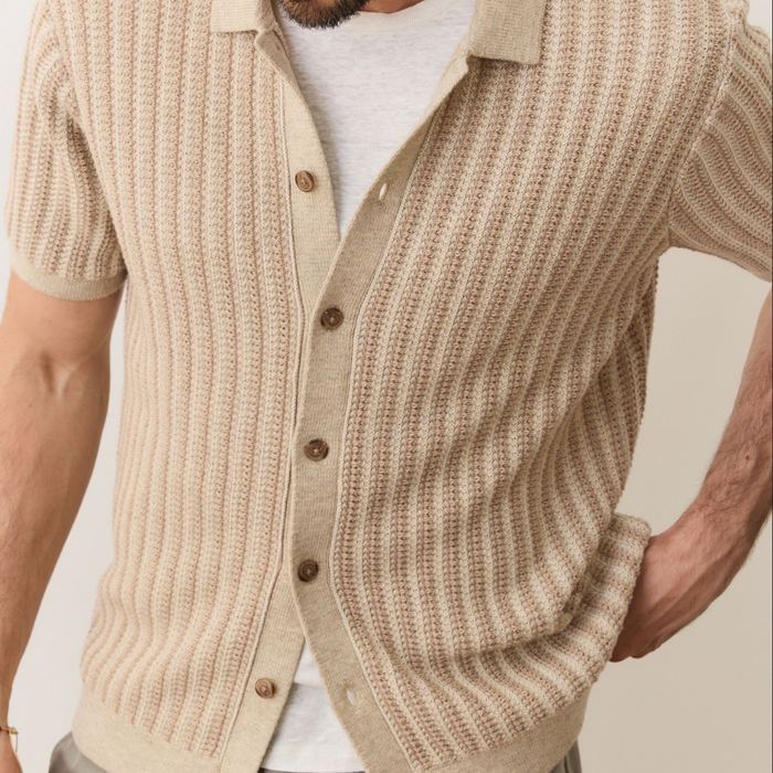 Graham Sweater Button Down Taupe