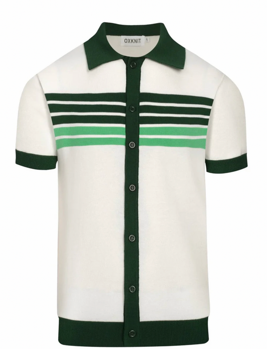 Green Retro Fashion Striped Knitted Cardigan