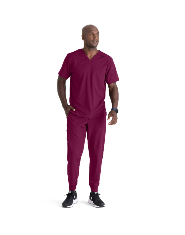 Grey's Anatomy Men's Murphy Top Scrubs Grey`s Anatomy Wine L Reg