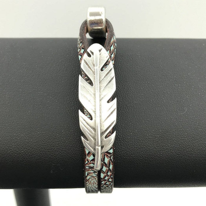 Bracelet with silver feather charm