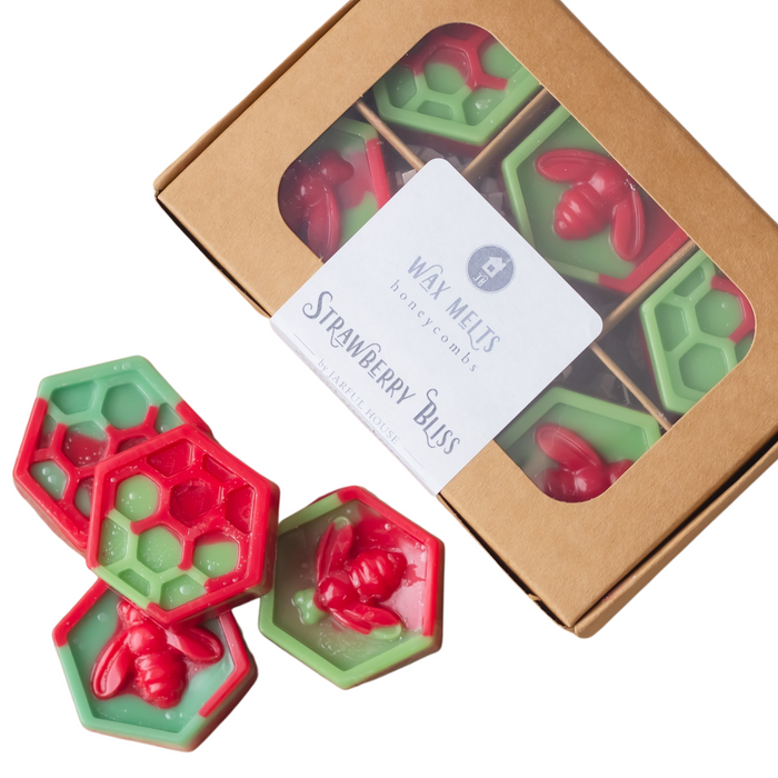 Handmade Strawberry Bliss Honeycomb Wax Melts | Set of 6 | Summer Scent - Jarful House