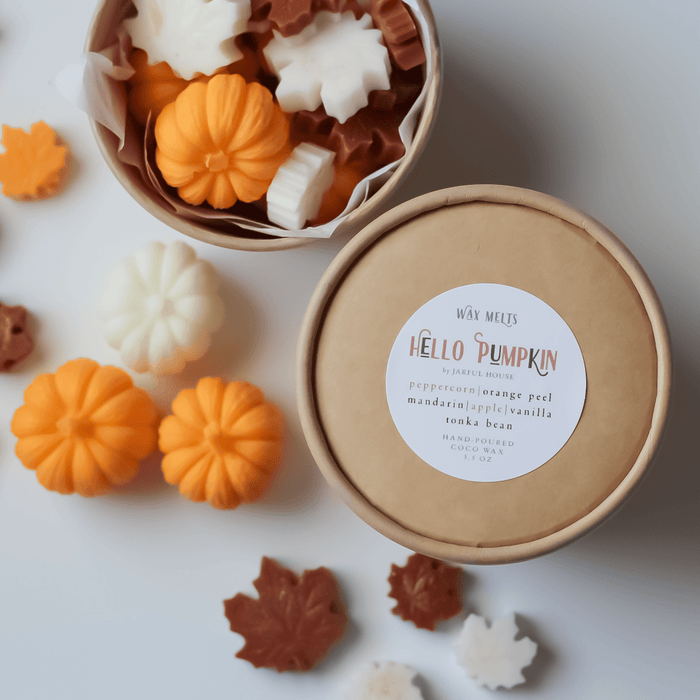 Fall Wax Melts Hello Pumpkin | Orange, Apple, Mandarin, Peppercorn, Vanilla Coco Tarts - Jarful House