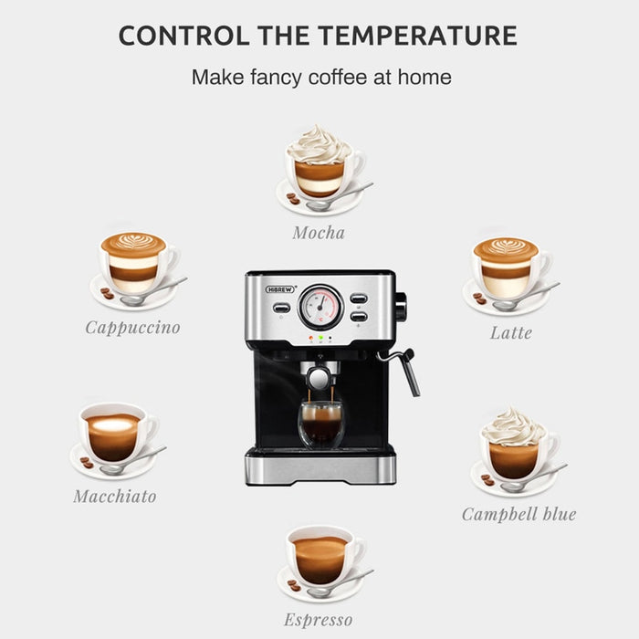 HiBREW 20 Bar Espresso inox Semi Automatic Coffee Machine Cafetera H5