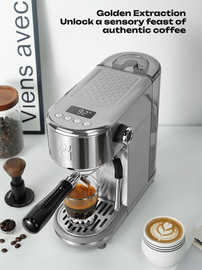 HiBREW H10B Lite Semi-Automatic Espresso Machine with Milk Frother | Adjustable Temp & Volume Stainless Steel Coffee Maker for Home