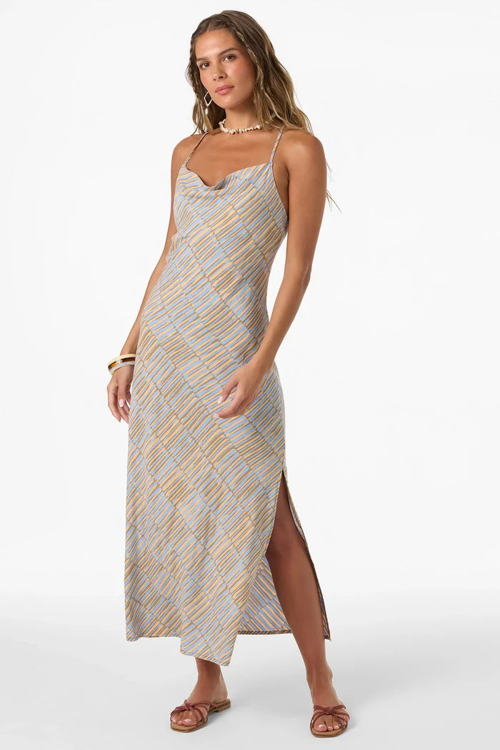 O'Neill Holly Stripe Midi Dress front view
