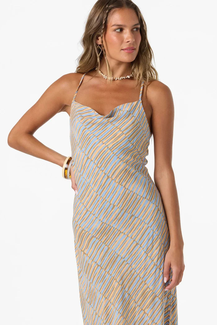 O'Neill Holly Stripe Midi Dress stripe detail close-up