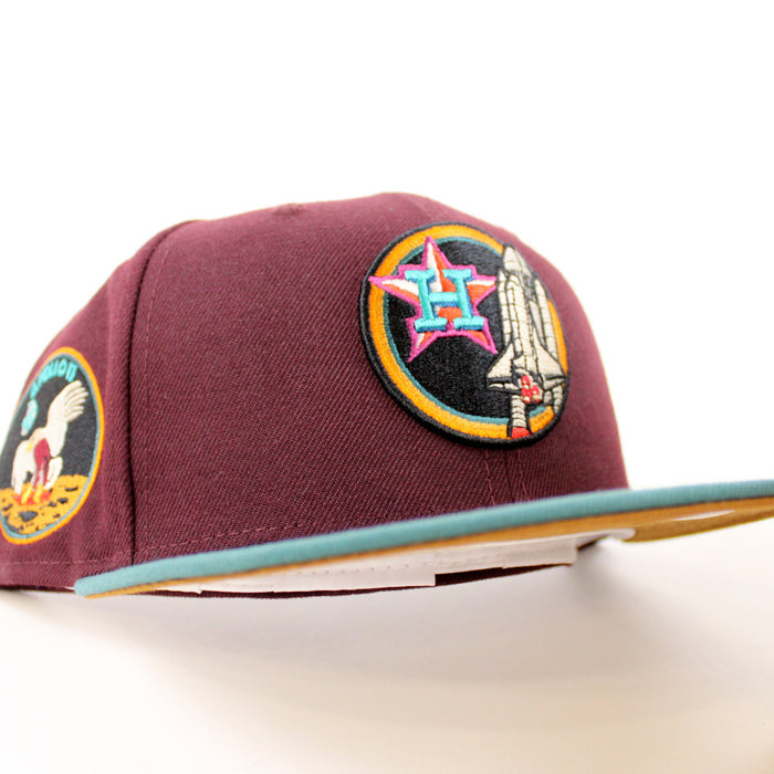 Houston Apollo 11 New Era 59Fifty Fitted Hat (MAROON PINE NEEDLE GREEN TOASTED PEANUT Under Brim)