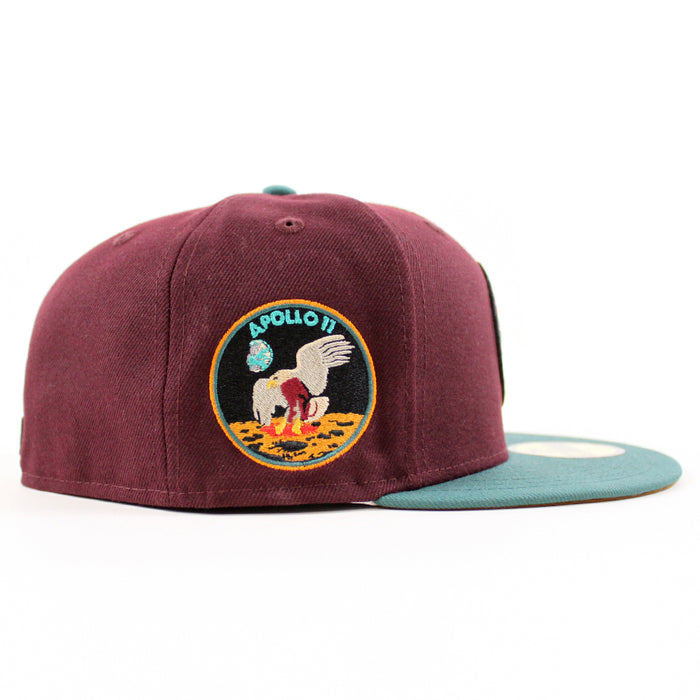 Houston Apollo 11 New Era 59Fifty Fitted Hat (MAROON PINE NEEDLE GREEN TOASTED PEANUT Under Brim)