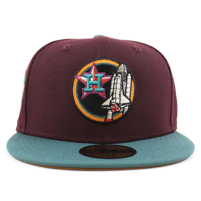 Houston Apollo 11 New Era 59Fifty Fitted Hat (MAROON PINE NEEDLE GREEN TOASTED PEANUT Under Brim)