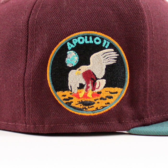 Houston Apollo 11 New Era 59Fifty Fitted Hat (MAROON PINE NEEDLE GREEN TOASTED PEANUT Under Brim)
