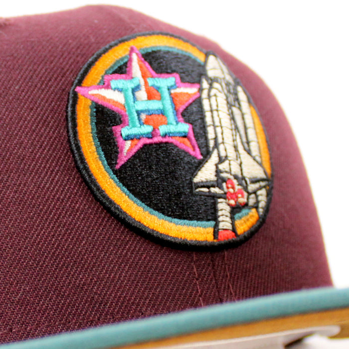 Houston Apollo 11 New Era 59Fifty Fitted Hat (MAROON PINE NEEDLE GREEN TOASTED PEANUT Under Brim)