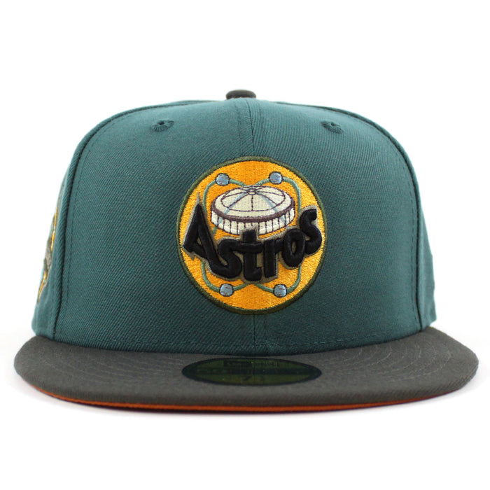 Houston Astros 1986 ALL STAR GAME New Era 59Fifty Fitted Hat (PINE NEEDLE GREEN DARK PEWTER RUST ORANGE Under Brim)