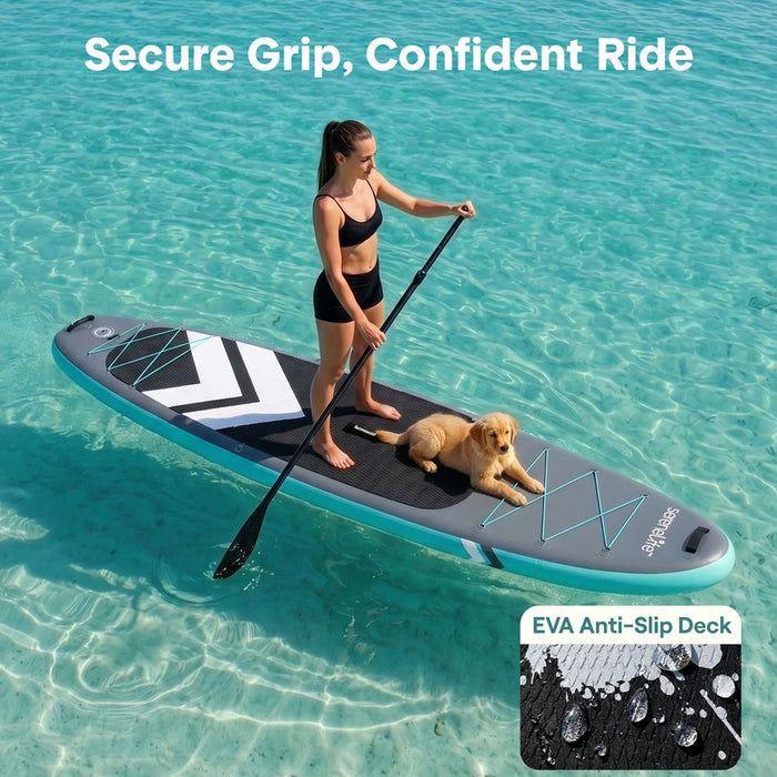 Inflatable Paddleboard, Stable Design, Non-Slip Deck, Gray