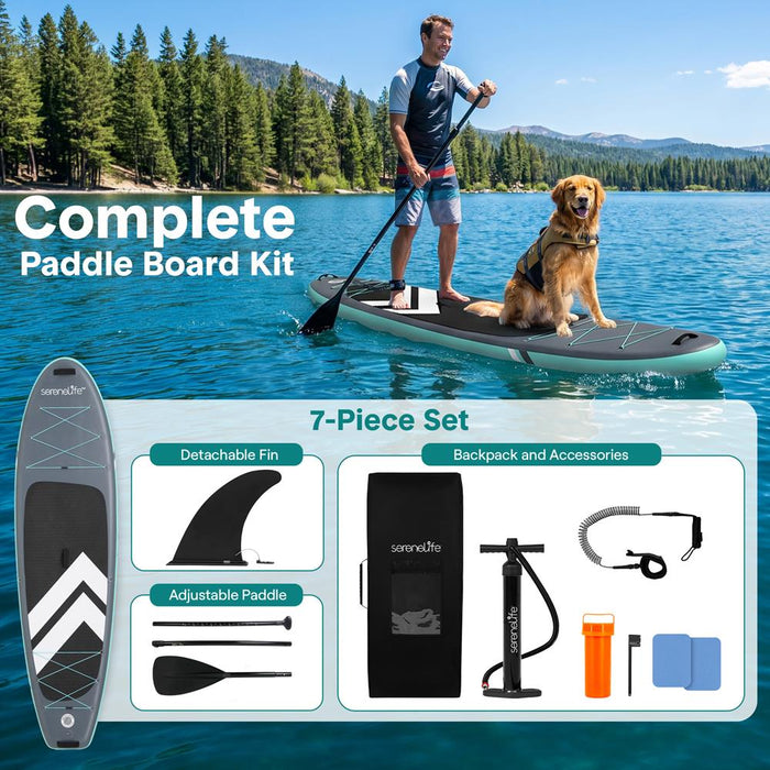 Inflatable Paddleboard, Stable Design, Non-Slip Deck, Gray
