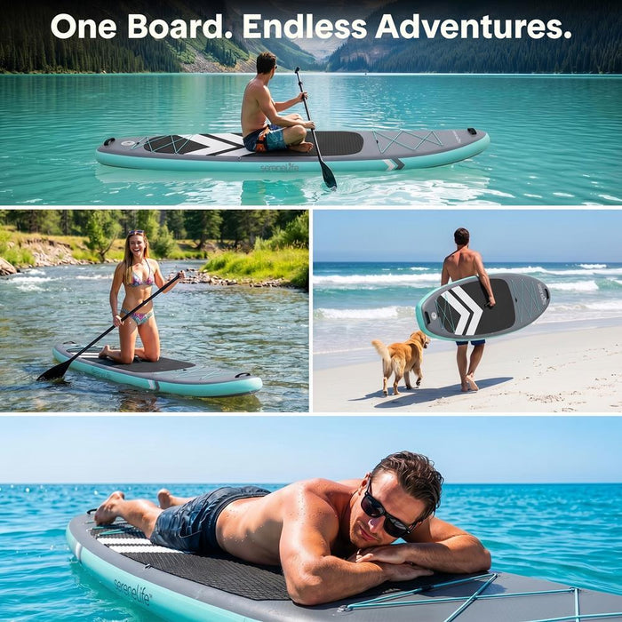 Inflatable Paddleboard, Stable Design, Non-Slip Deck, Gray