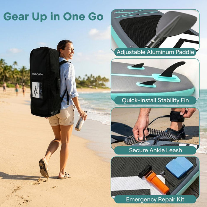 Inflatable Paddleboard, Stable Design, Non-Slip Deck, Gray