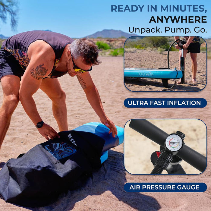 Inflatable SUP for 2 Adults & Child - Stable Non-Slip Deck, 440 lbs Capacity