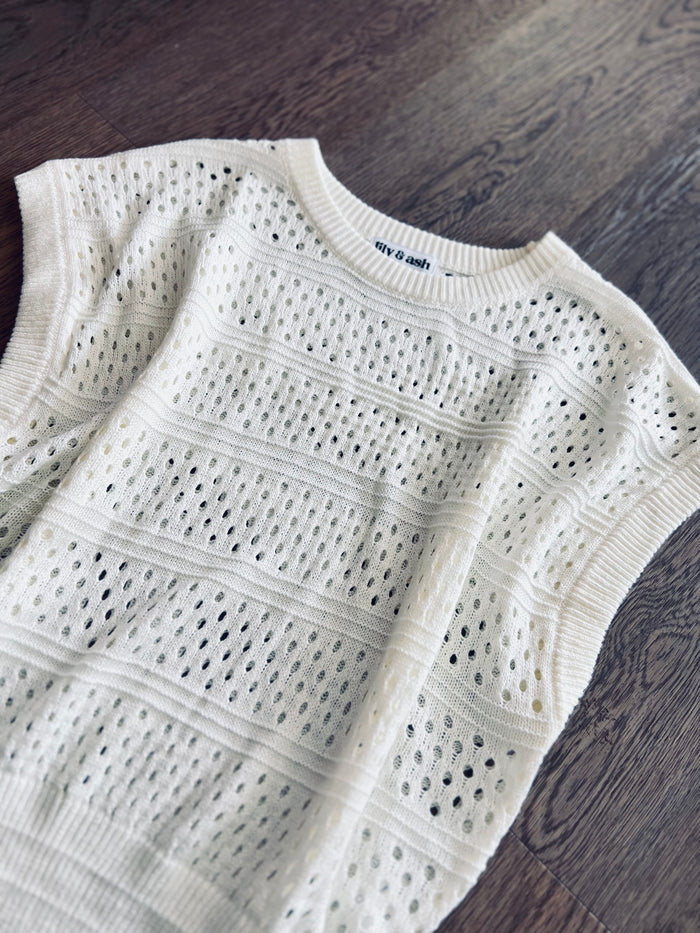 Ivory Hollow Knit Sweater