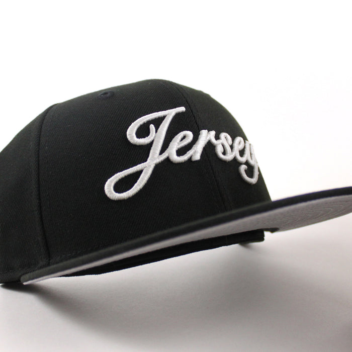 Jersey Script New Era 59Fifty Fitted Hat (Black Gray Under Brim)