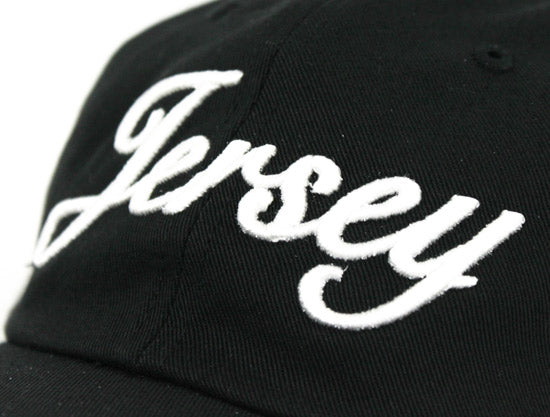 Jersey Unconstructed Baseball Adjustable Dad Hat (Black)