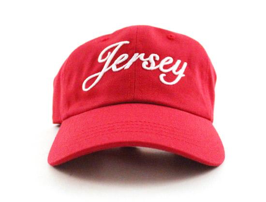 Jersey Unconstructed Baseball Adjustable Dad Hat (Red)