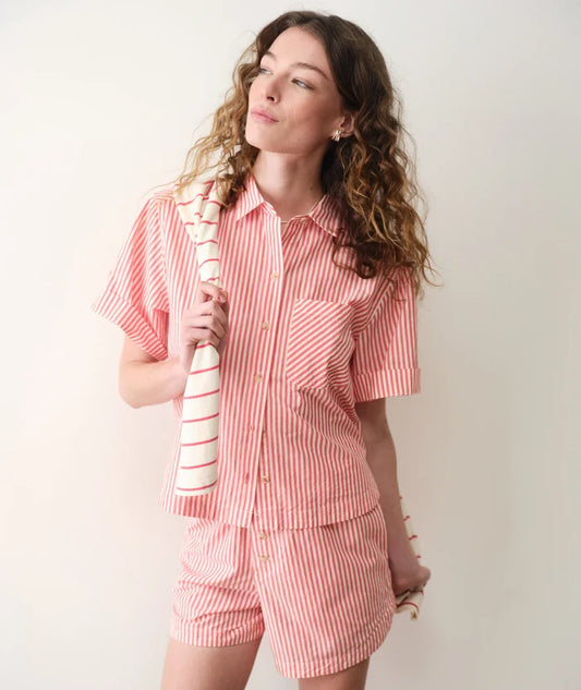 Joy Poplin Boxer Short Cherry Stripe