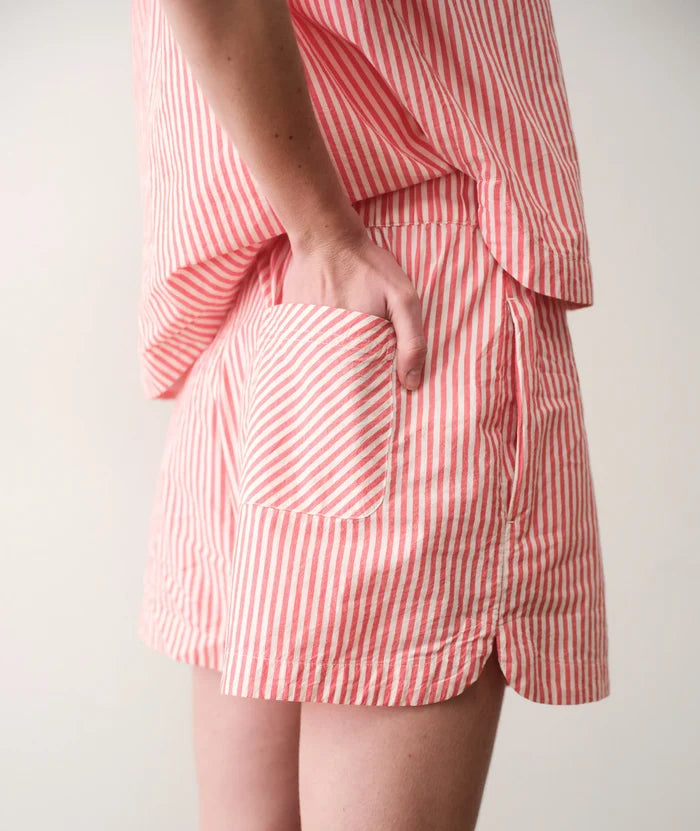 Joy Poplin Boxer Short Cherry Stripe