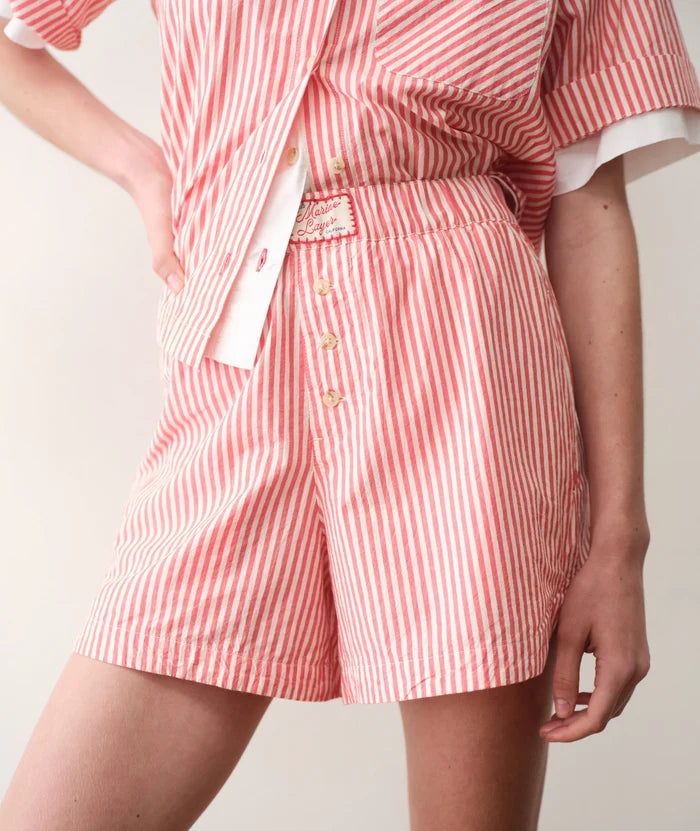 Joy Poplin Boxer Short Cherry Stripe