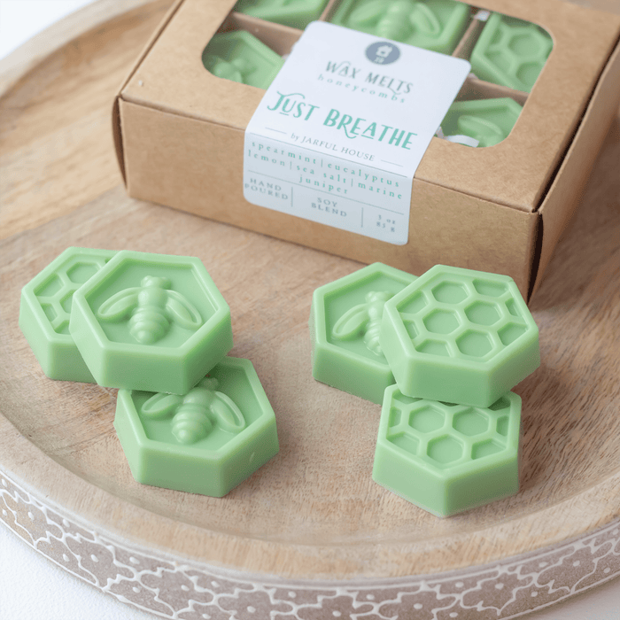 Just Breathe Wax Melts Honeycombs Pack of 6 - Eucalyptus + Lemon + Juniper - Jarful House