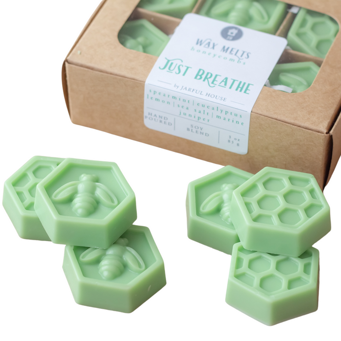 Just Breathe Wax Melts Honeycombs Pack of 6 - Eucalyptus + Lemon + Juniper - Jarful House