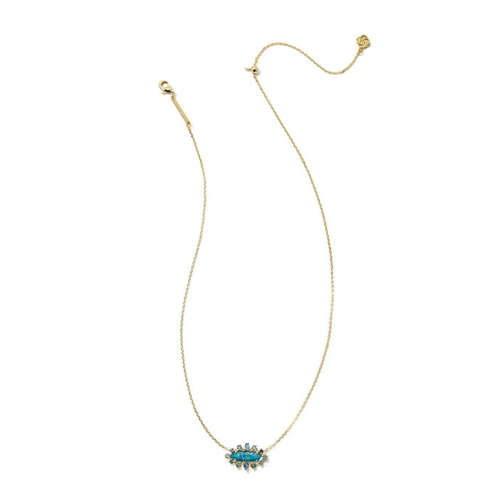 Kendra Scott Eva Crystal Framed Pendant Necklace - Blue Mix *Brand New