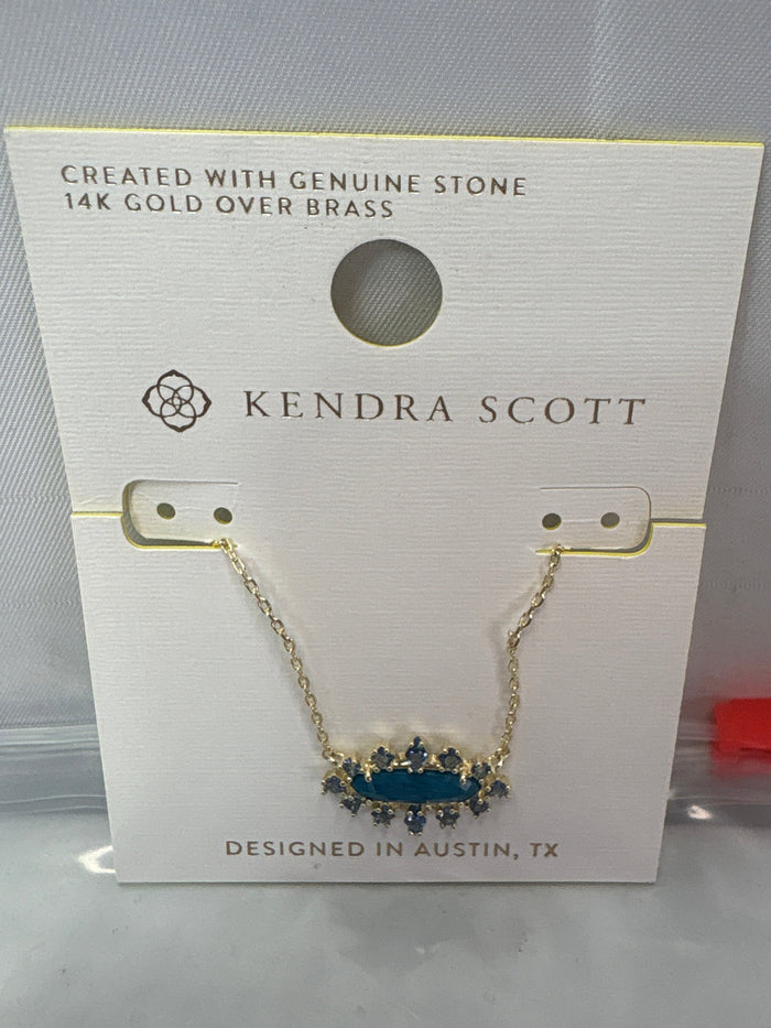Kendra Scott Eva Crystal Framed Pendant Necklace - Blue Mix *Brand New