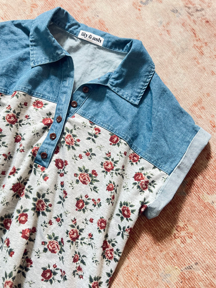 Kenna Chambray Floral Top