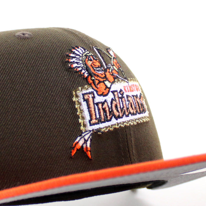 Kinston Indians Baseball Patch New Era 59Fifty Fitted Hat (Walnut Orange Gray Under Brim)