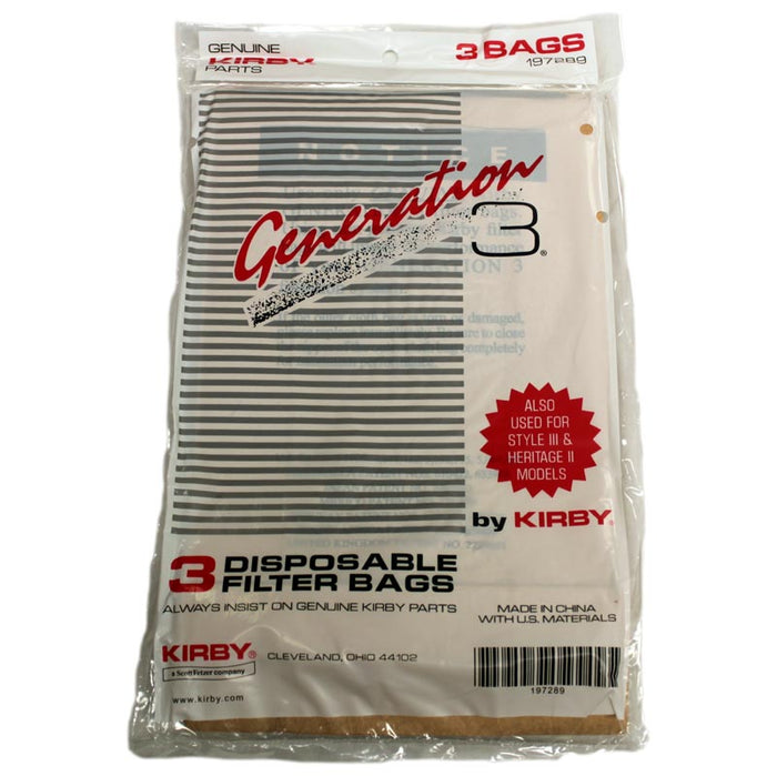 Kirby Vacuum Bags 3PK Part 197294S, 197289S