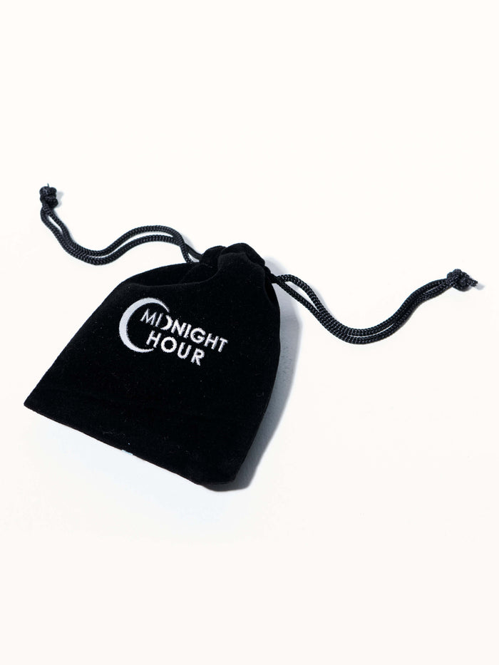 Velvet bag with Midnight Hour logo