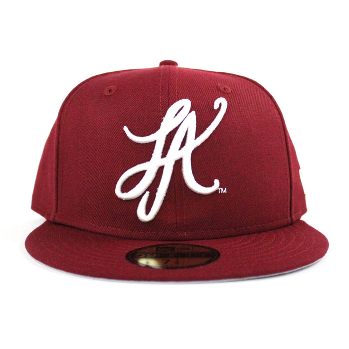 LA Script New Era 59Fifty Hat (Cardinal USC Color Way Gray Under Brim)
