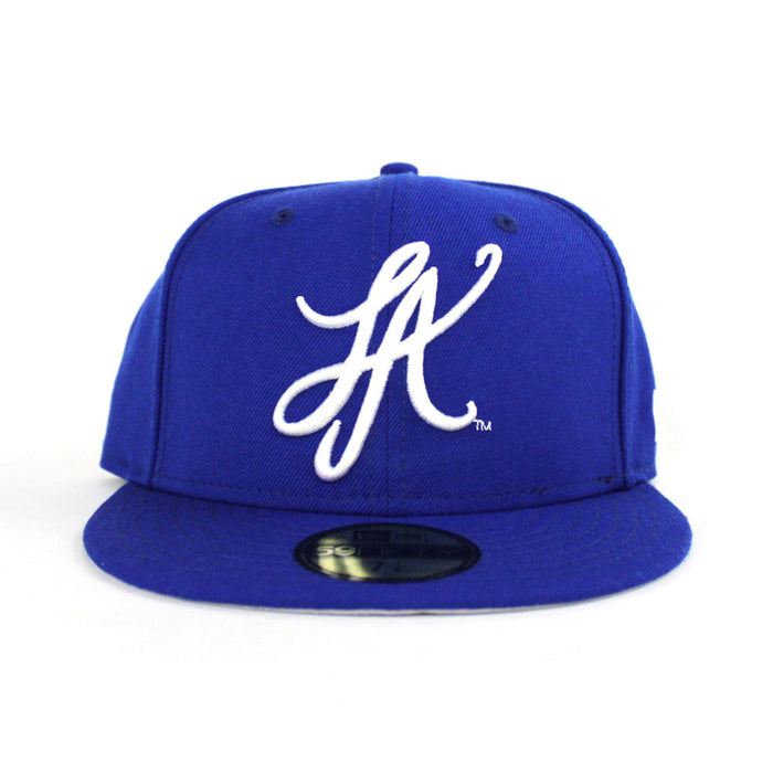 LA Script New Era 59Fifty Hat (LA DODGERS COLORS GRAY UNDER BRIM)