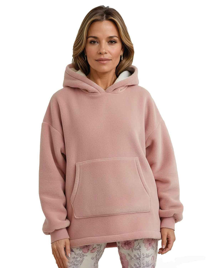 Ladies Pink Fleece Pullover Style Blanket Hoodie - Country Collection