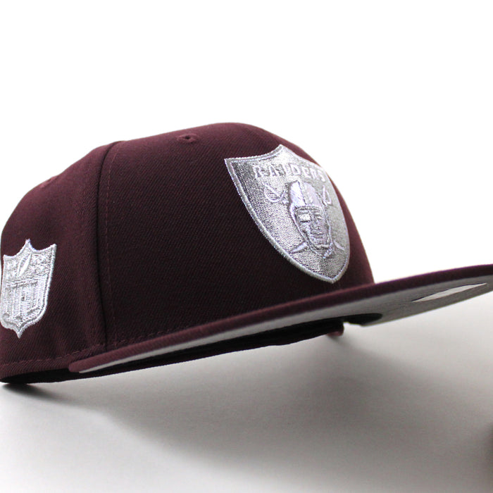 Las Vegas Raiders 60th anniversary New Era 59Fifty Fitted Hat (Maroon Gray Under Brim)